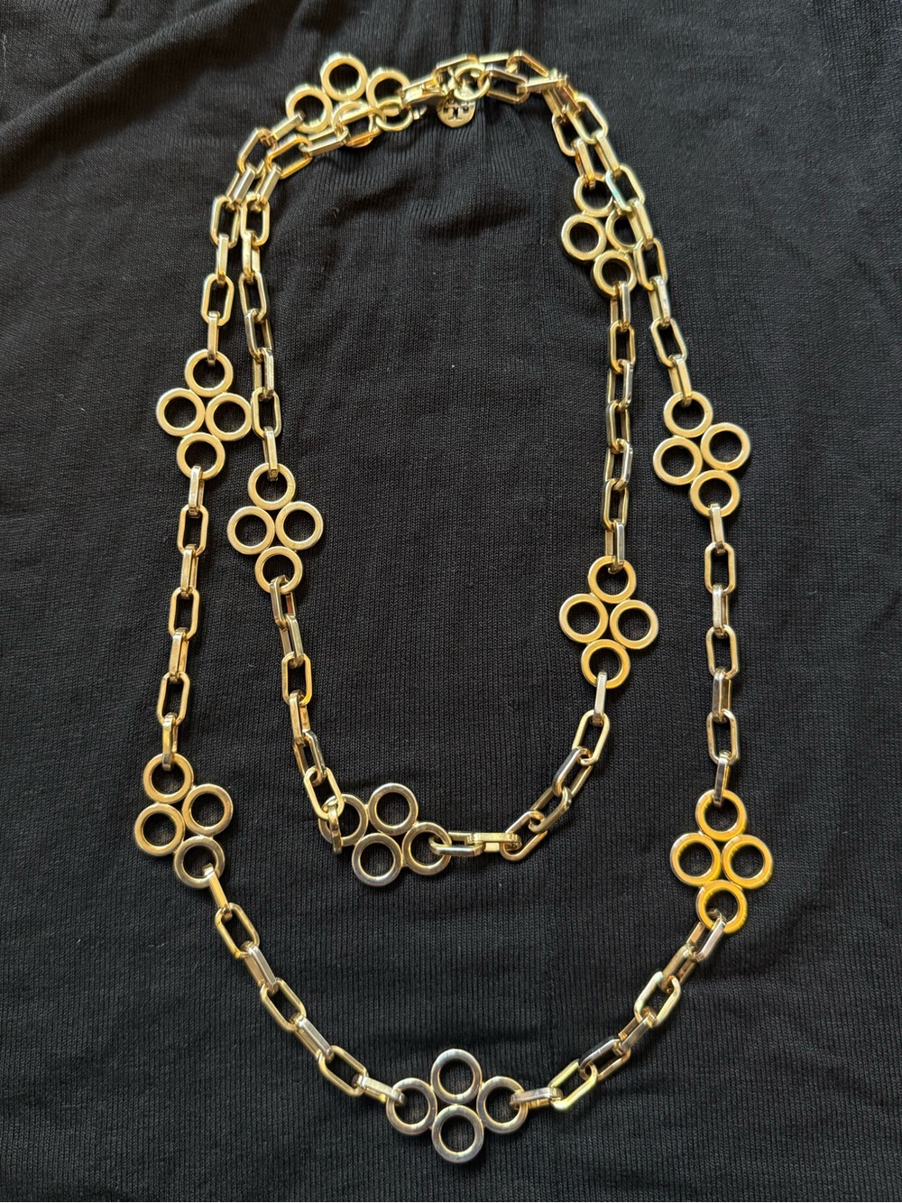 Tory Burch Gold Floral Long Link Necklace